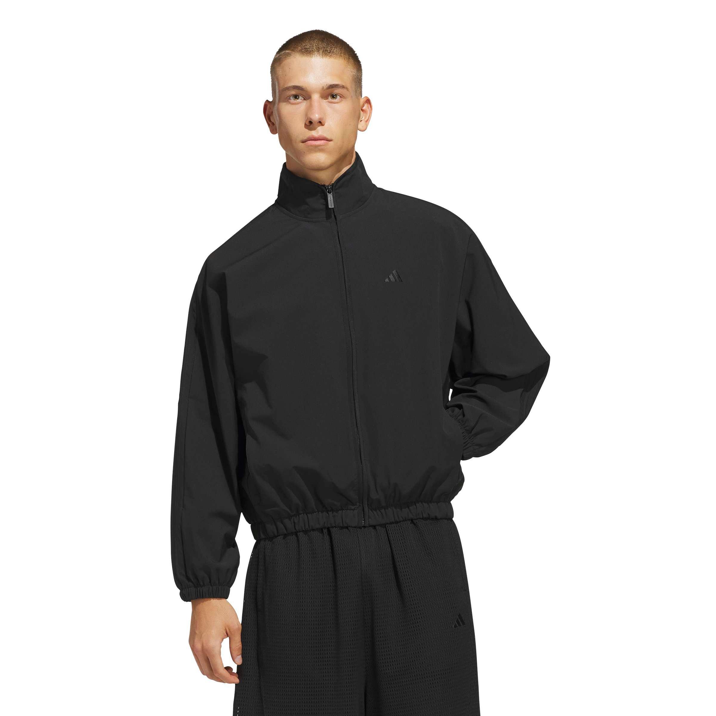 adidas Men's Basketball Woven Track Jacket - Black - BLACK